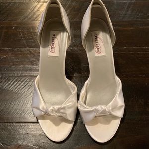White satin bridal heels